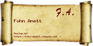 Fohn Anett névjegykártya